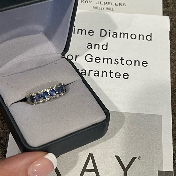 Levian Jewelry - Beautiful LeVian blueberry sapphire and diamond ring. White gold. Size 7.